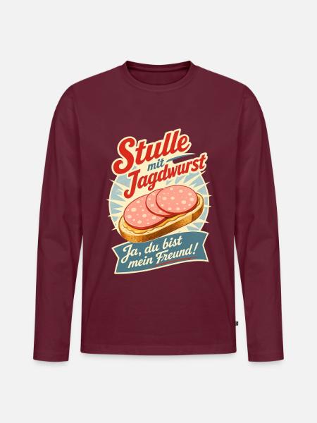 Stulle mit Jagdwurst - Männer Premium Bio Langarmshirt - Burgunderrot