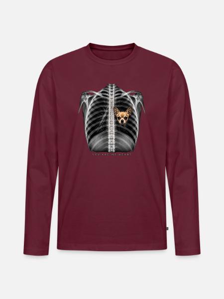 Du bist mein Herz - Männer Premium Bio Langarmshirt - Burgunderrot