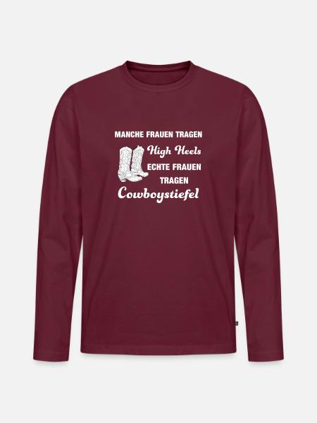 Cooles Line Dance Sprüche Shirt mit High Heels - Männer Premium Bio Langarmshirt - Burgunderrot