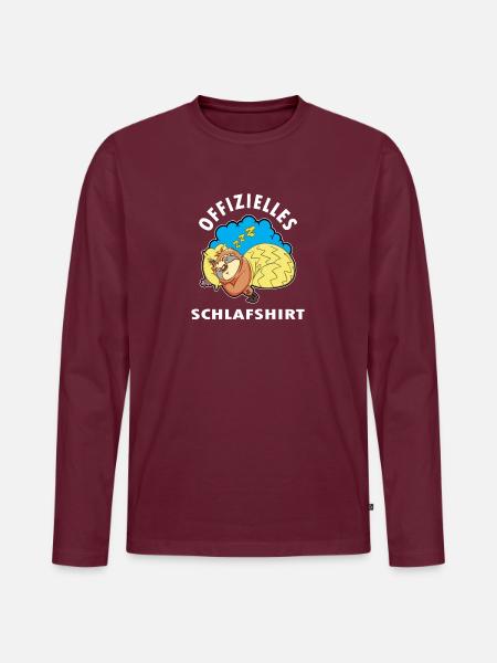 Offizielles Schlafshirt Faultier - Männer Premium Bio Langarmshirt - Burgunderrot