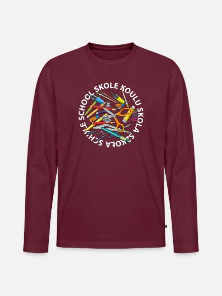 Schule macht schlau - Männer Premium Bio Langarmshirt - Burgunderrot