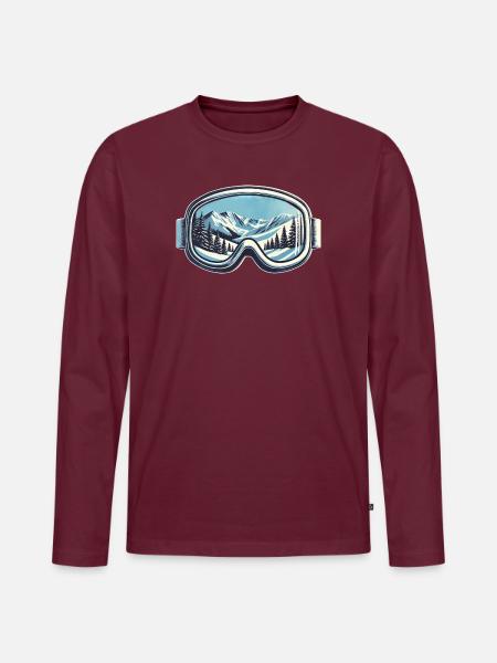 Wintersport Ski Snowboard Skibrille Urlaub - Männer Premium Bio Langarmshirt - Burgunderrot
