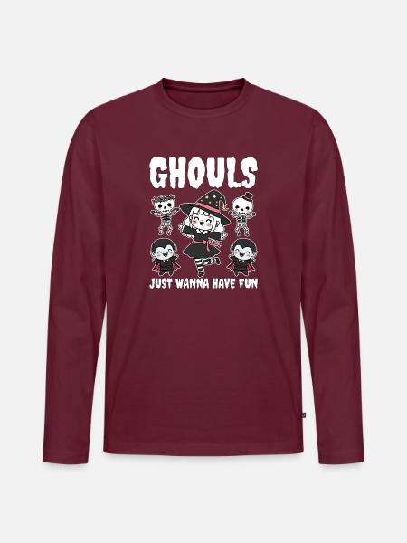 GHULE WOLLEN EINFACH NUR SPASS HABEN - HEXE HALLOWEEN - Männer Premium Bio Langarmshirt - Burgunderrot