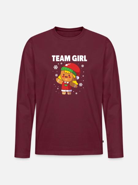 Werdender Papa Weihnachten Gender Reveal - Männer Premium Bio Langarmshirt - Burgunderrot