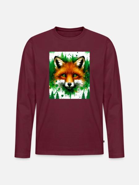 Fuchs - Männer Premium Bio Langarmshirt - Burgunderrot