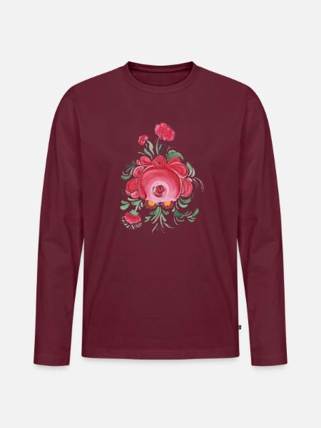 Ostfriesische Teerose - Männer Premium Bio Langarmshirt - Burgunderrot