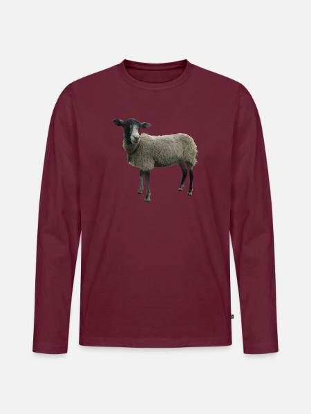 Schaf - Männer Premium Bio Langarmshirt - Burgunderrot