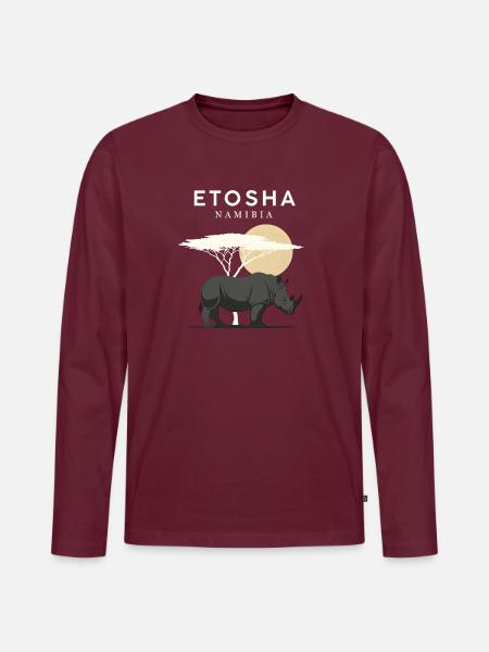 Etoshi Namibia - Männer Premium Bio Langarmshirt - Burgunderrot