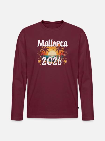 Mallorca 2026 - Männer Premium Bio Langarmshirt - Burgunderrot