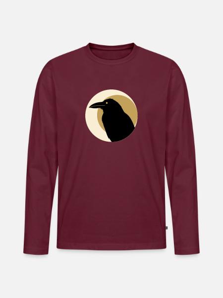 Rabenmond Streetwear Symbol Dark Raven - Männer Premium Bio Langarmshirt - Burgunderrot