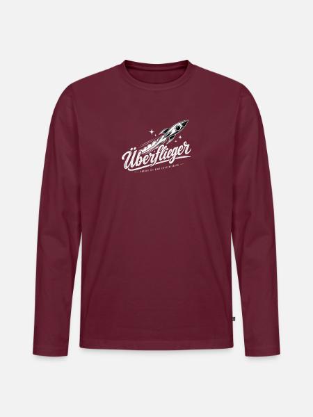 Überflieger (Erfolgreich) - Männer Premium Bio Langarmshirt - Burgunderrot