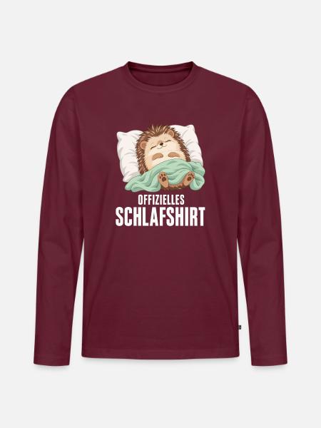 Offizielles Schlafshirt - Igel - Männer Premium Bio Langarmshirt - Burgunderrot