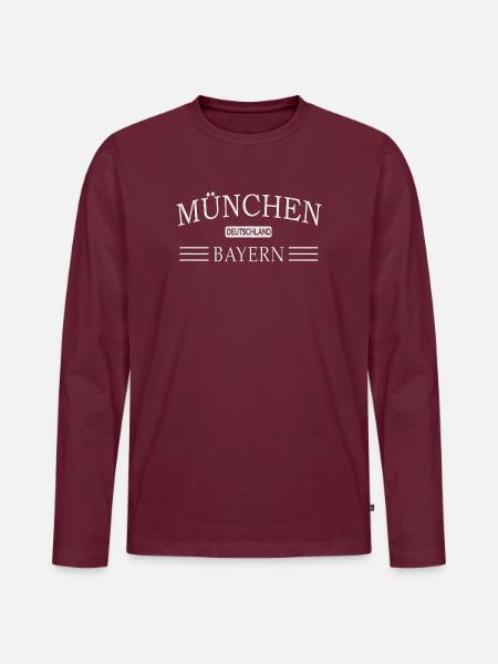 München Bayern Vintage Siebdruck - Männer Premium Bio Langarmshirt - Burgunderrot