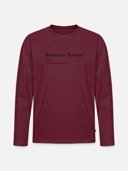 Amerikanischer Horror - Männer Premium Bio Langarmshirt - Burgunderrot