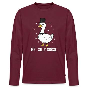 Herr Dummer Gäns-Bräutigam Süßes Hochzeitswortspiel - Männer Premium Bio Langarmshirt - Burgunderrot - Vorne - Nico (187cm)