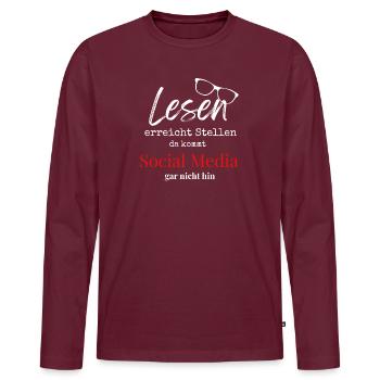 Lehrmotivation mit Brille - Männer Premium Bio Langarmshirt - Burgunderrot - Vorne - Nico (187cm)