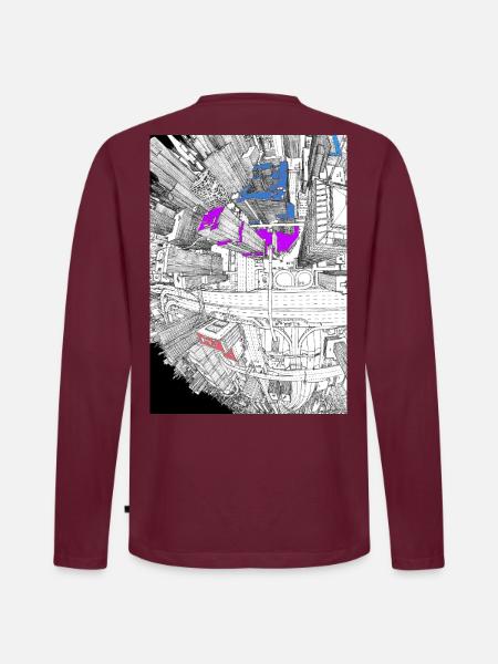 Fish Eye Skyscrapers - Männer Premium Bio Langarmshirt - Burgunderrot