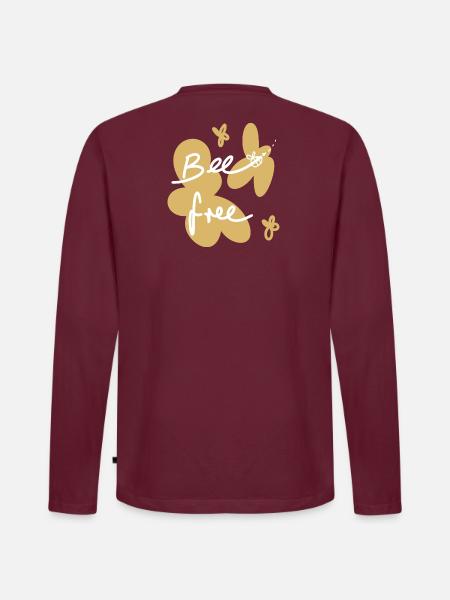 Bee free , Sei frei Biene - Männer Premium Bio Langarmshirt - Burgunderrot