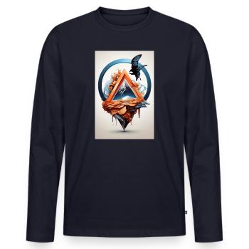 Eagle on melting mountains - Men's Premium Organic Long Sleeve Shirt - navy - Front - Nico (187cm)