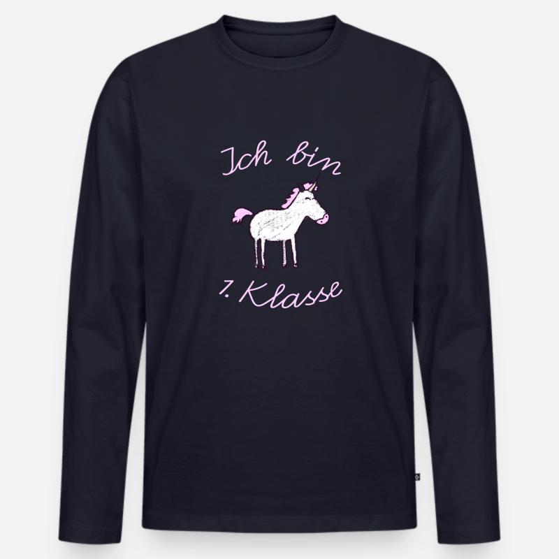 Einschulung_EInhorn_Ich Bin 1. Klasse - Männer Premium Bio Langarmshirt - Navy