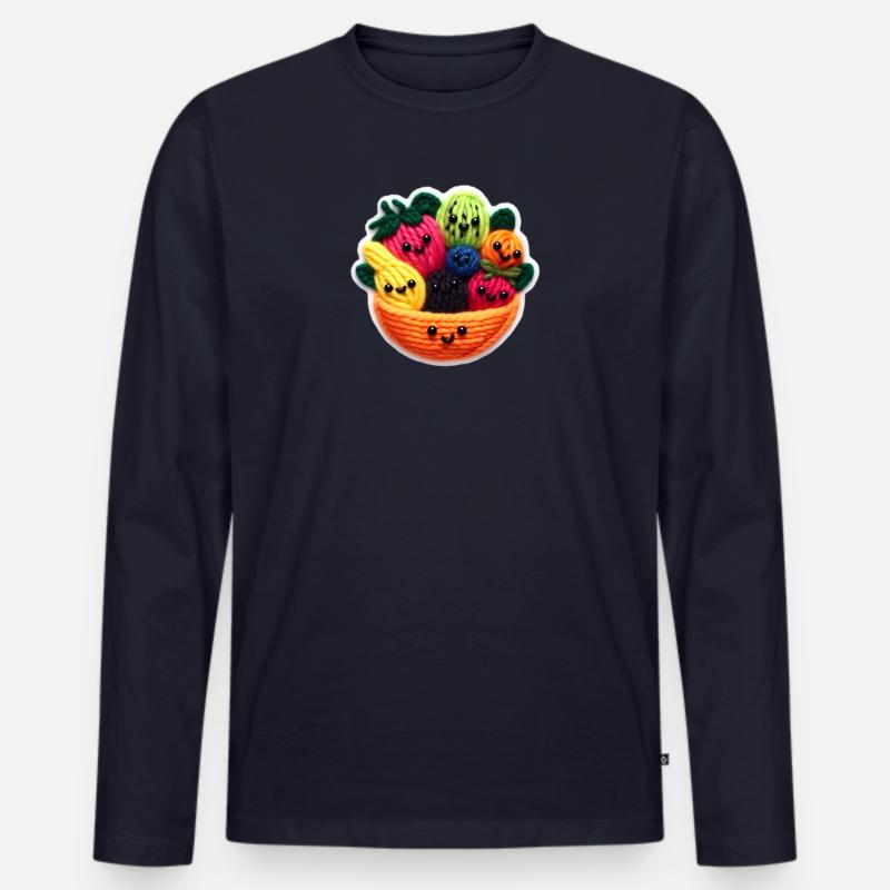 Fruit salad faces - Männer Premium Bio Langarmshirt - Navy