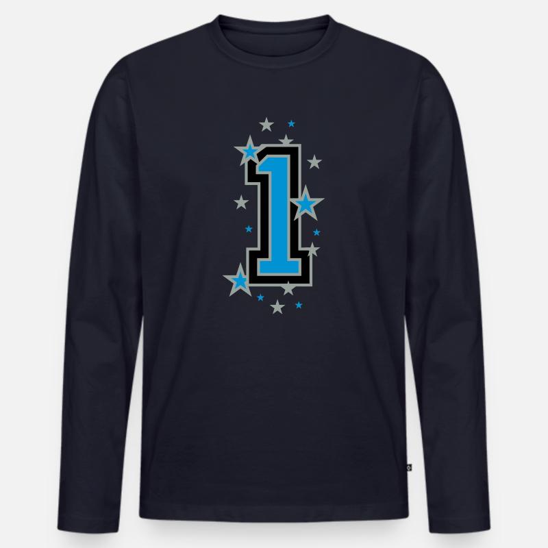 Nummer Eins 1 - Männer Premium Bio Langarmshirt - Navy