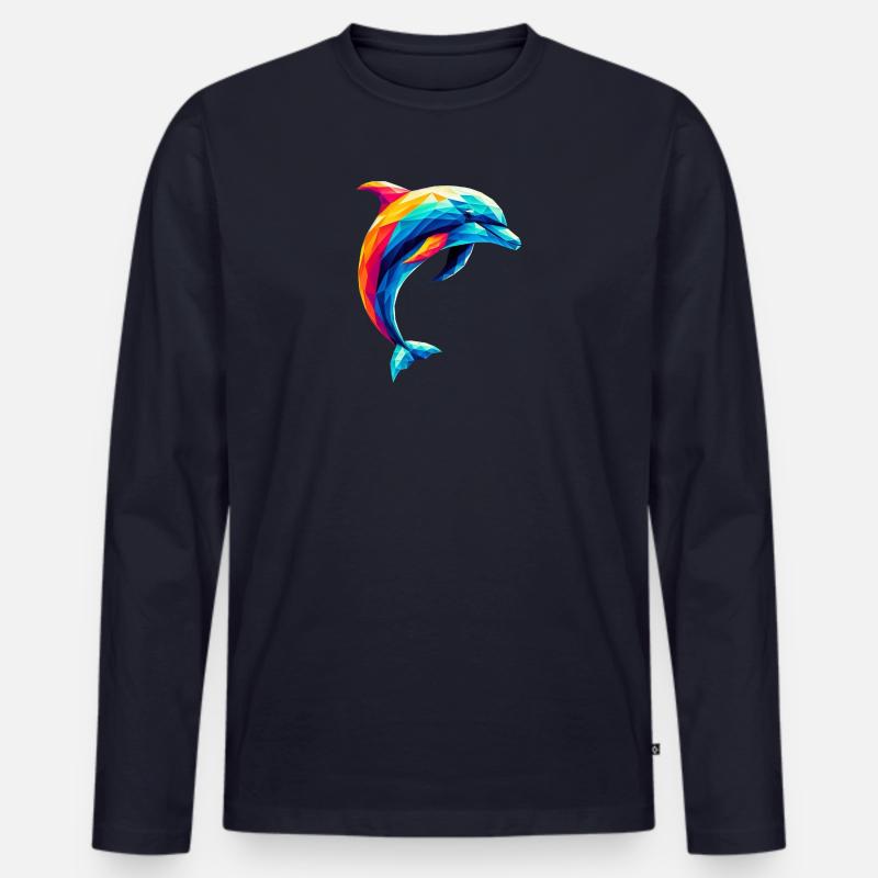 Ein bunter Delfin im Polygon-Stil - Männer Premium Bio Langarmshirt - Navy