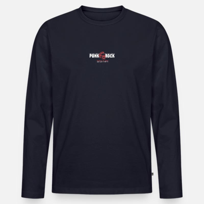 Punk Skull mit rotem Mohawk - Männer Premium Bio Langarmshirt - Navy