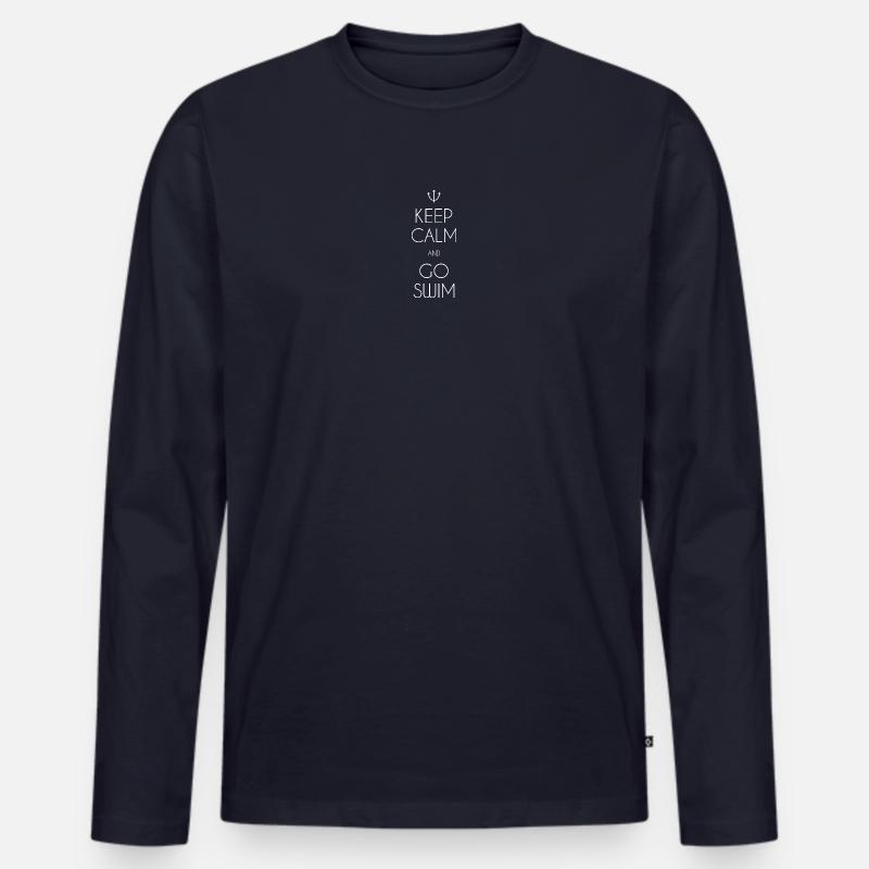 Keep Calm and Go Swim - Männer Premium Bio Langarmshirt - Navy