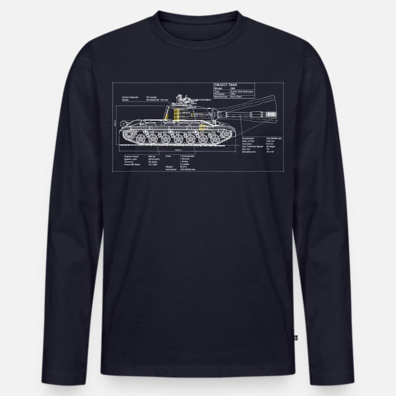 268 Objekt Bauplan - Männer Premium Bio Langarmshirt - Navy