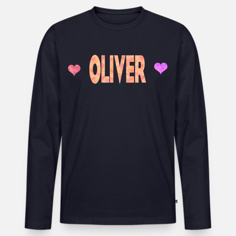 Oliver - Männer Premium Bio Langarmshirt - Navy
