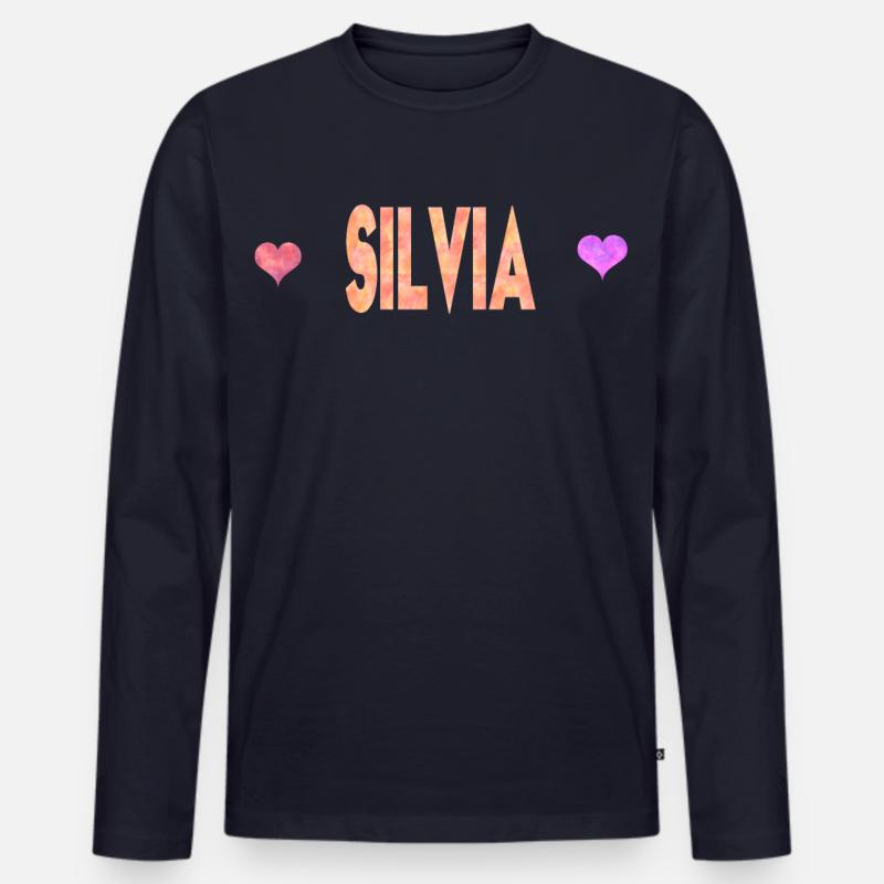 Silvia - Männer Premium Bio Langarmshirt - Navy