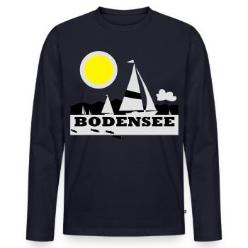 Bodensee Segeltraum - Männer Premium Bio Langarmshirt - Navy - Vorne - Nico (187cm)