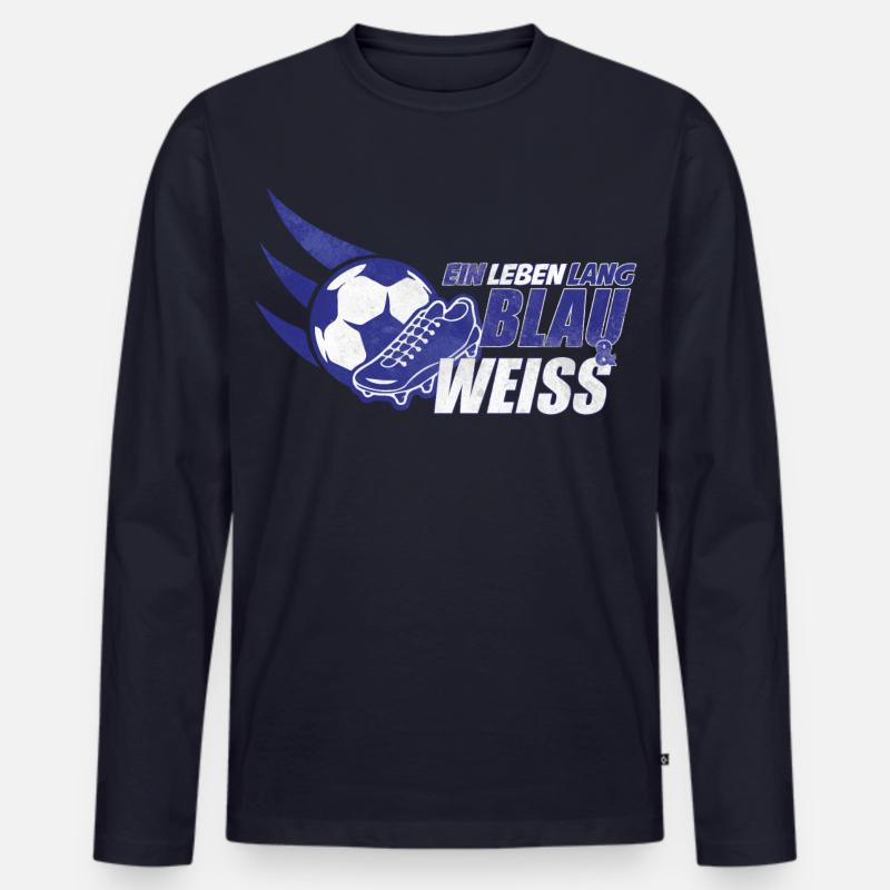 Blau & Weiss ein Leben Lang Geschenkidee - Männer Premium Bio Langarmshirt - Navy