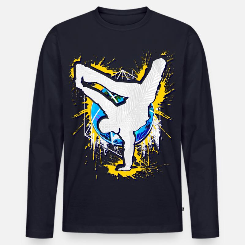 Breakdance - Breakdancer - Breakdancing - BBoy - Männer Premium Bio Langarmshirt - Navy