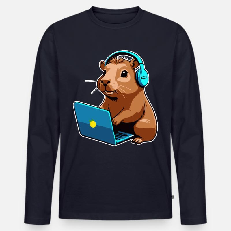 Capybara Programmierer Coder Computer - Männer Premium Bio Langarmshirt - Navy
