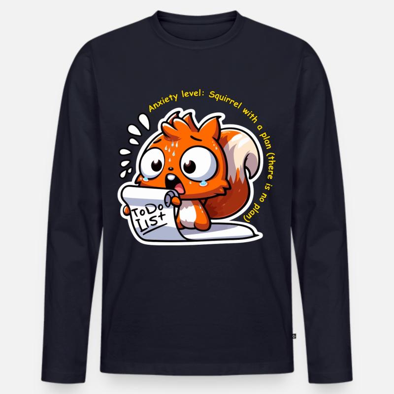 Ängstliches Eichhörnchen mit To-Do-Liste - Männer Premium Bio Langarmshirt - Navy
