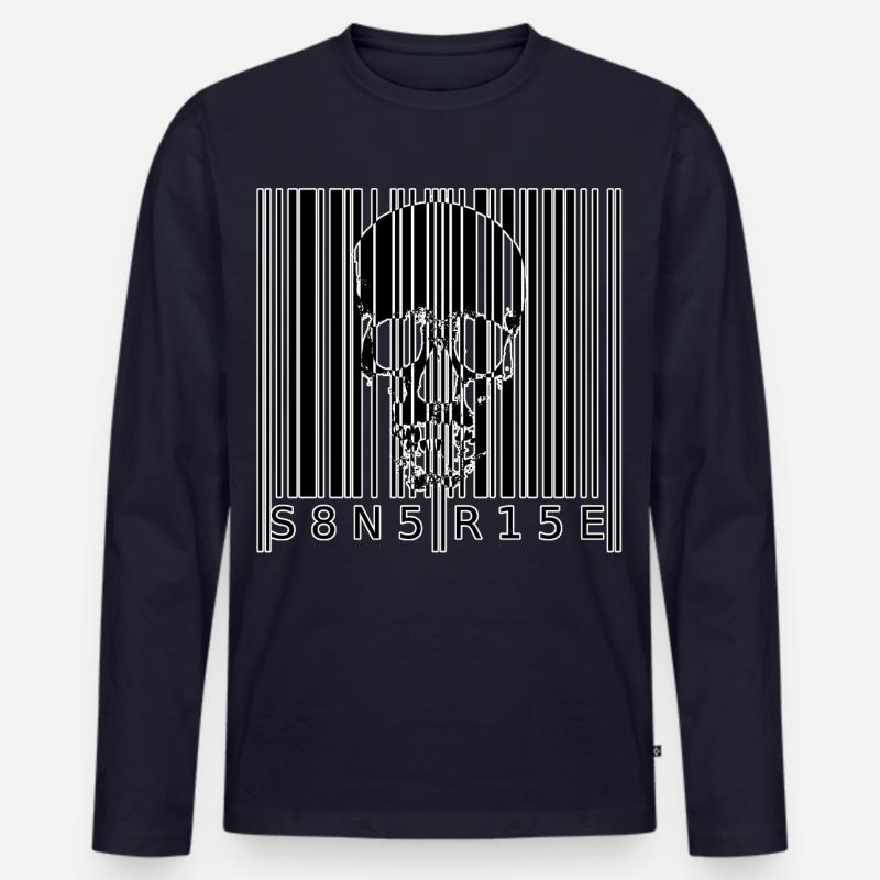 S8N5 R15E Dämonischer Barcode Streetstyle - Männer Premium Bio Langarmshirt - Navy