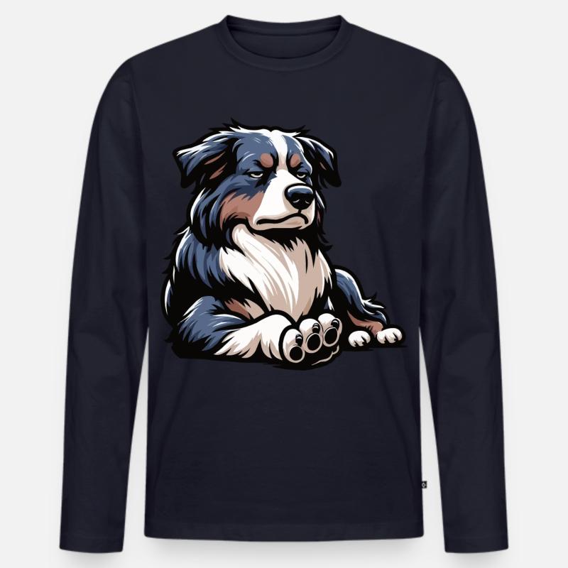 Australian Shepherd Aussie Aussiebesitzer Aussies - Männer Premium Bio Langarmshirt - Navy
