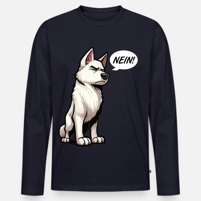 Nein Weißer Schäferhund Schäferhund Schäferhunde - Männer Premium Bio Langarmshirt - Navy