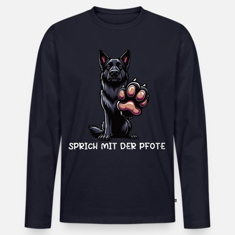 Sprich mit der Pfote Schwarzer Schäferhund  - Männer Premium Bio Langarmshirt - Navy