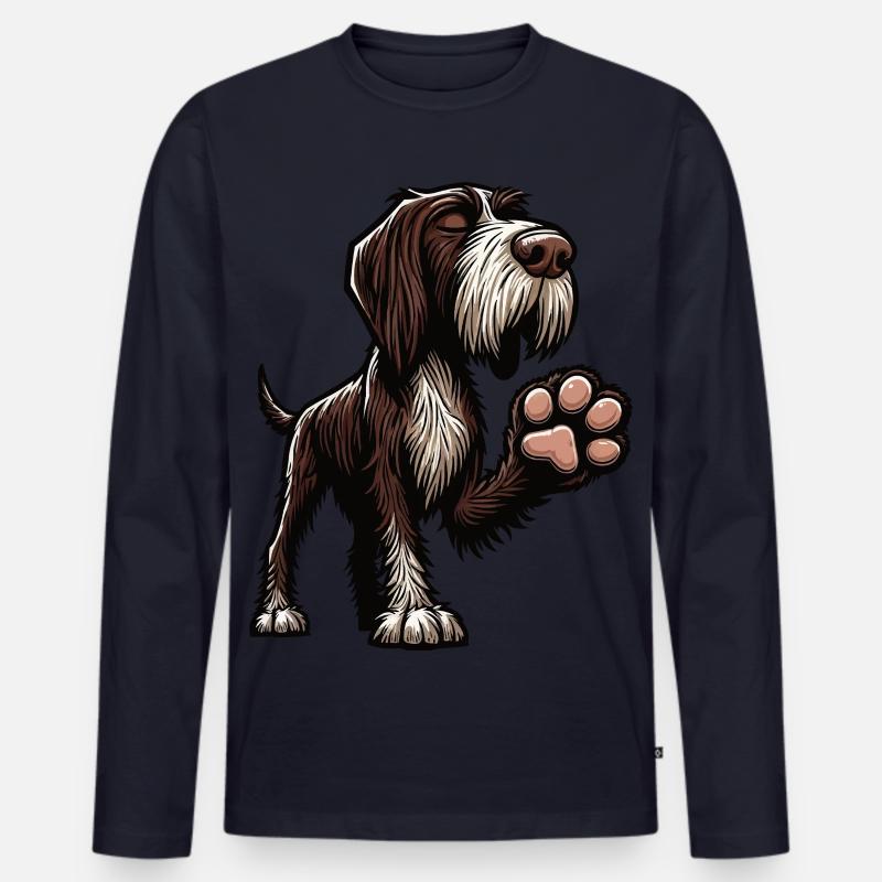 Deutsch Drahthaar Deutsch-Drahthaar Besitzer - Männer Premium Bio Langarmshirt - Navy