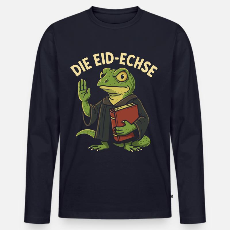 Die Eid-Echse als lustiger Justiz-Gag - Männer Premium Bio Langarmshirt - Navy