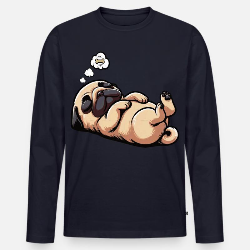 Mops Möpse Mopsbesitzer Mopsliebhaber Mopshalter - Männer Premium Bio Langarmshirt - Navy
