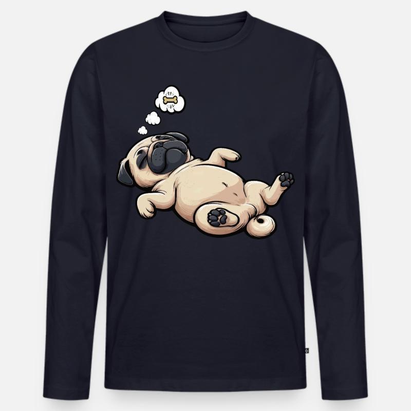 Mops Möpse Mopsbesitzer Mopsliebhaber Mopshalter - Männer Premium Bio Langarmshirt - Navy