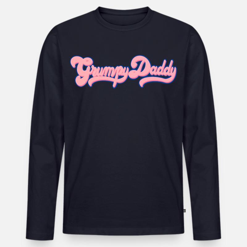 Script rétro de Grumpy Daddy - Couleur « Chewing-gum » T-shirt manches longues Premium bio Homme