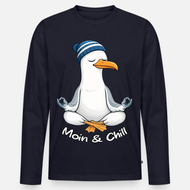 Moin & Chill by MEERchandise - Männer Premium Bio Langarmshirt - Navy