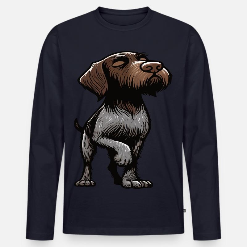 Deutsch Drahthaar Deutsch-Drahthaar Besitzer - Männer Premium Bio Langarmshirt - Navy