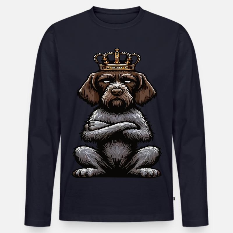 Deutsch Drahthaar Deutsch-Drahthaar Besitzer - Männer Premium Bio Langarmshirt - Navy