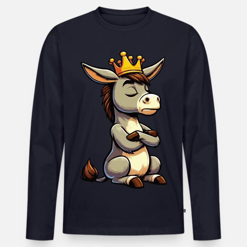 Esel Eselchen Eselhalter Muli Langohresel Muli - Männer Premium Bio Langarmshirt - Navy